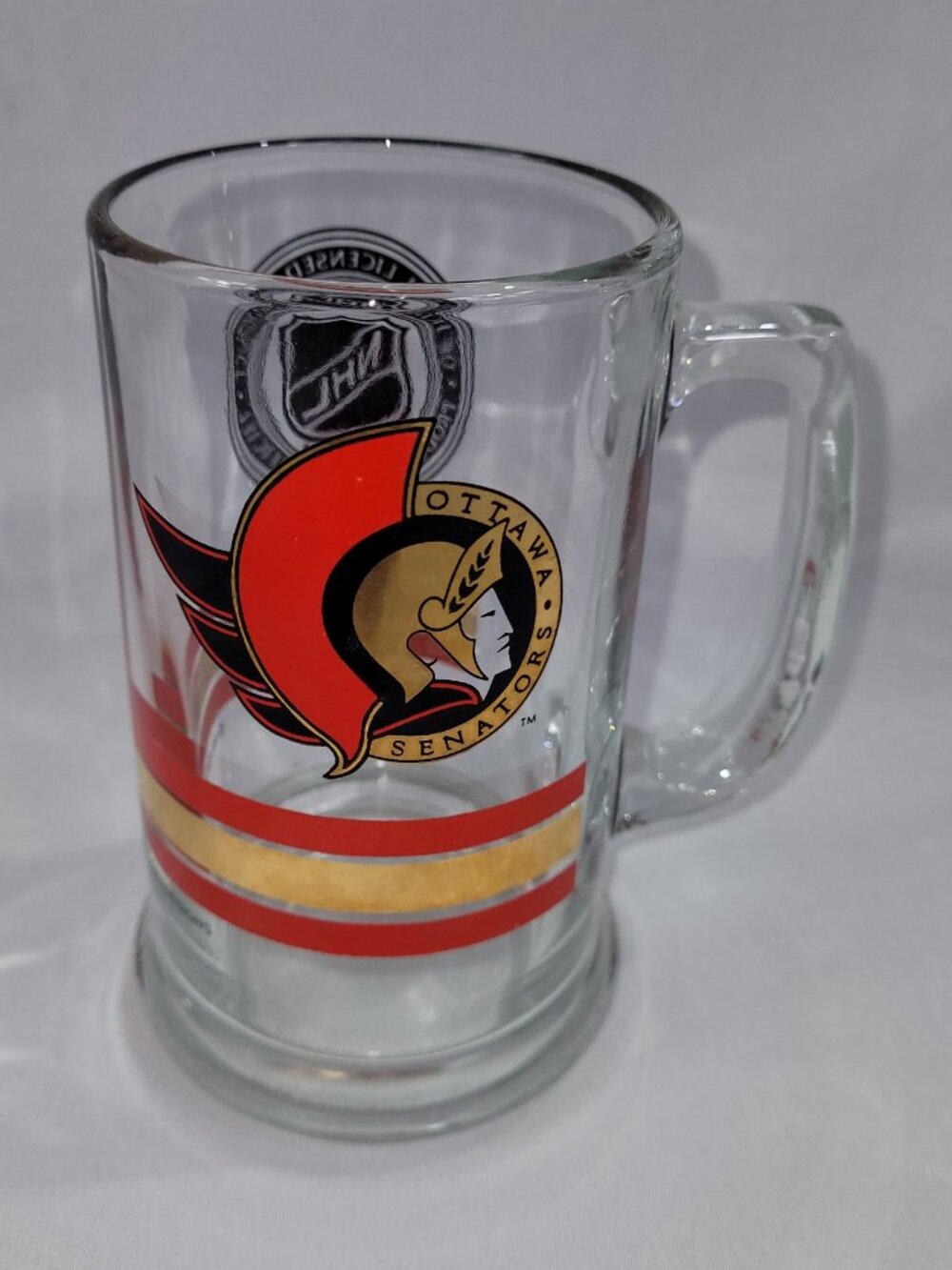 NHL Hockey Vintage 1991 Ottawa Senators 5.5" Beer Mug Clear Glass Logo